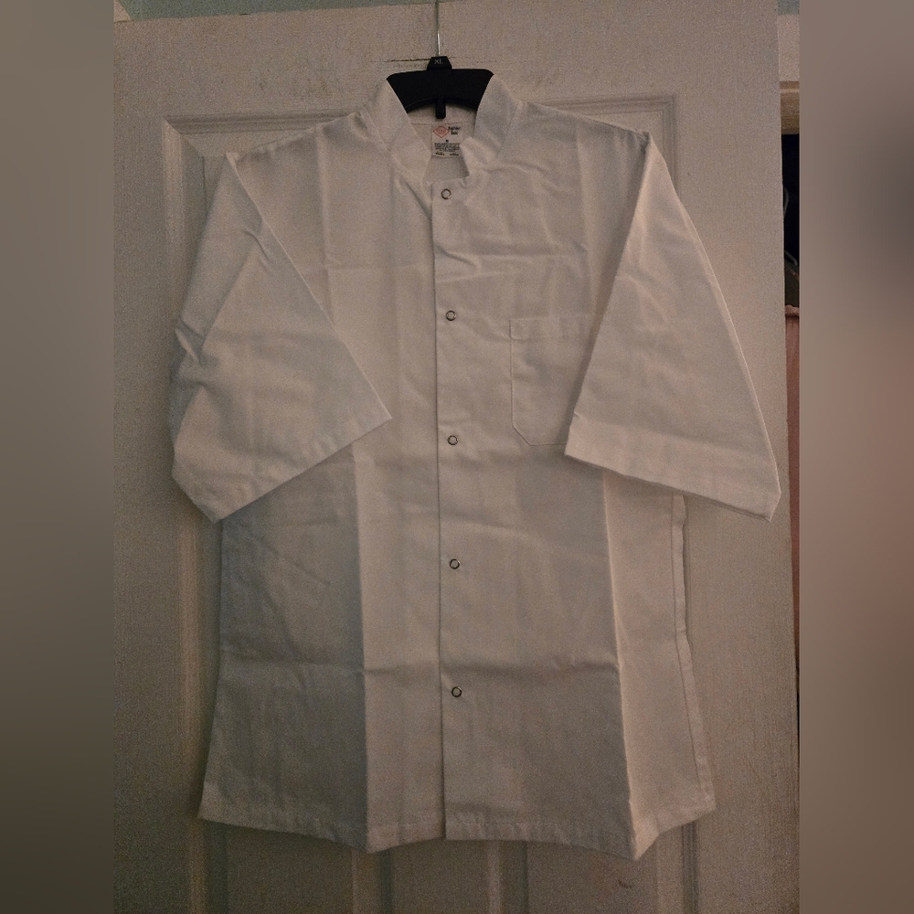 (3 Set) Superior Uniform Group Fashion Seal White Chef Snap Button Short Sleeve
